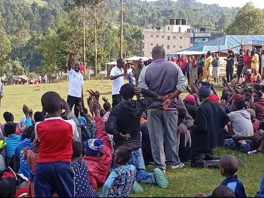 Crowd gathered at a rally